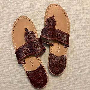 Jack Rogers Burgundy Leather Flip Flop Sandals Sz 8